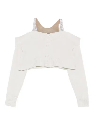 Giuseppe Di Morabito Off-shoulder Button-up Cardigan In Neutral