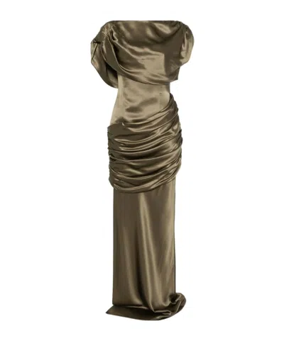 Giuseppe Di Morabito Off Shoulder Dress In Brown