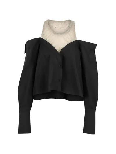 Giuseppe Di Morabito Long-sleeved Off-shoulder Shirt In Black