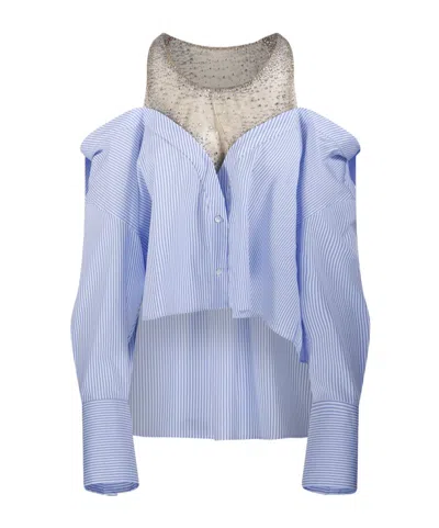 Giuseppe Di Morabito Off Shoulder Shirt In Blue