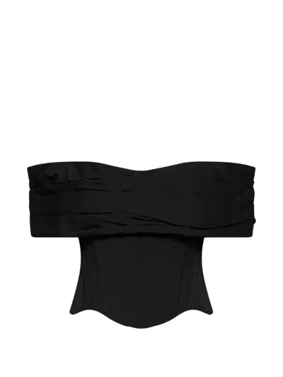 Giuseppe Di Morabito Black Stretch Canvas Off-the-shoulder Bustier Top