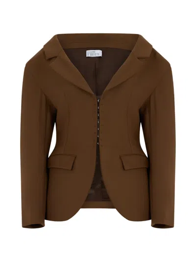Giuseppe Di Morabito Off-the-shoulder Jacket In Brown