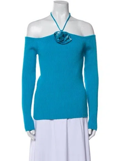 Pre-owned Giuseppe Di Morabito Off-the-shoulder Long Sleeve Top W/ Tags In Blue