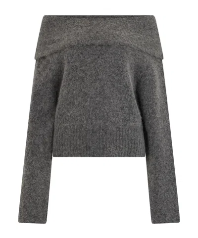 Giuseppe Di Morabito Off-shoulder Knitted Sweater In Gray