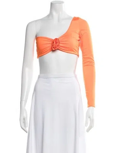 Pre-owned Giuseppe Di Morabito One-shoulder Long Sleeve Crop Top In Orange