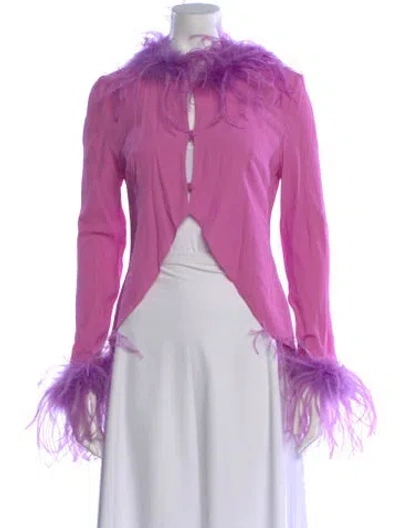 Pre-owned Giuseppe Di Morabito Open Front Long Sleeve Top W/ Tags In Pink