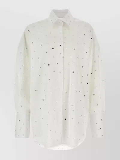 Giuseppe Di Morabito Oversize Poplin Shirt With Polka Dot Pattern In White