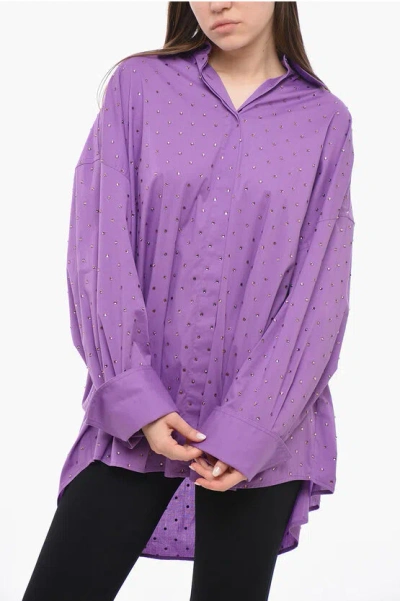 Giuseppe Di Morabito Oversized Crystal-embellished Shirt In Purple