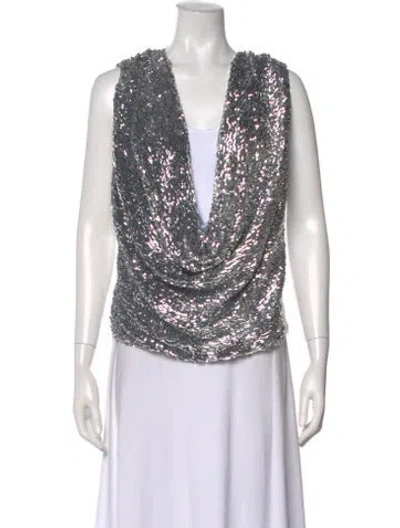 Pre-owned Giuseppe Di Morabito Patterned Cowl Neck Top In Silver