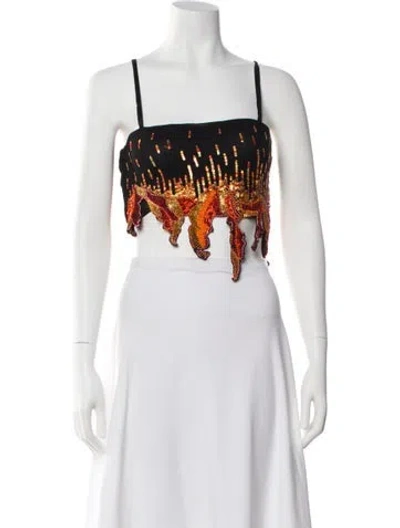 Pre-owned Giuseppe Di Morabito Patterned Square Neckline Crop Top W/ Tags In Multi