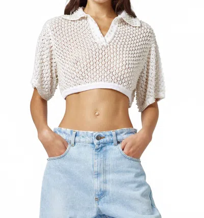 Giuseppe Di Morabito Pearl Crop Knit Top In White