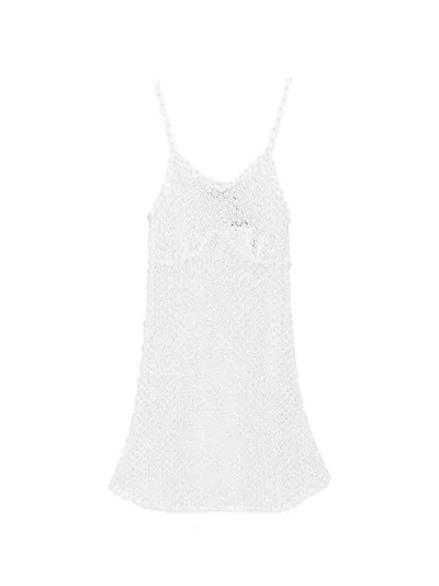 Giuseppe Di Morabito Pearl-embellished Crochet-knit Mini Dress In White
