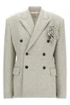 Giuseppe Di Morabito Double-breasted Oversized Blazer With Removable Rose Brooch In Brown