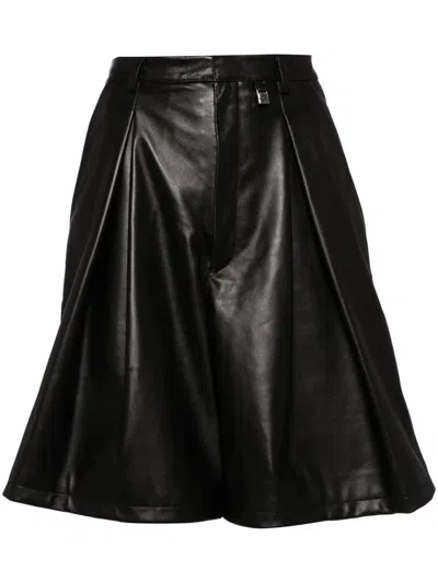 Giuseppe Di Morabito Pleated Leather Shorts In Black