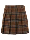 Giuseppe Di Morabito Tartan Skirt With Pleats And Embellishments In Brown