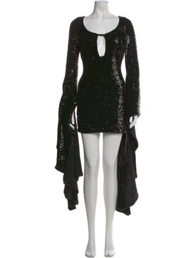 Pre-owned Giuseppe Di Morabito Plunge Neckline Mini Dress In Black