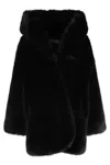Giuseppe Di Morabito Plush Faux Fur Coat With Hood In Black