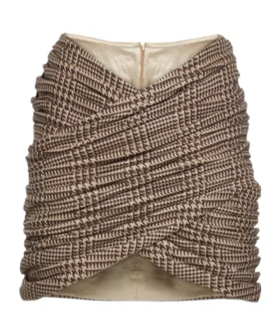Giuseppe Di Morabito Prince Of Wales Wool Mini Skirt In Brown