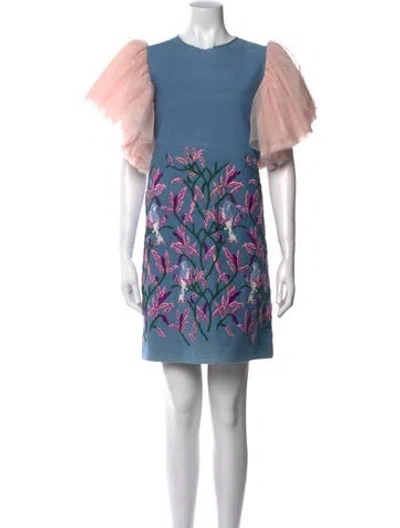 Pre-owned Giuseppe Di Morabito Printed Mini Dress In Blue