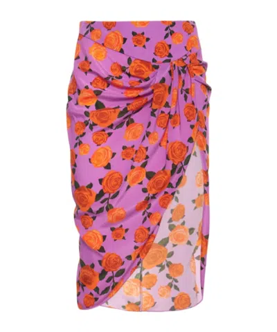 Giuseppe Di Morabito Printed Silk Crepe De Chine Mini Skirt In Purple