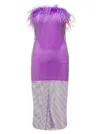 Giuseppe Di Morabito Mini Purple Dress With Feather Trim And Rhinestone Embellishment In Polyamide Woman In Purple