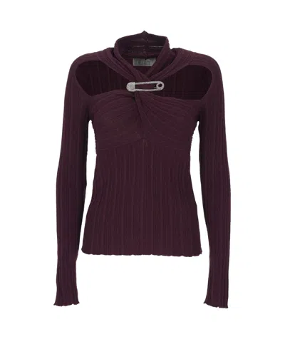 GIUSEPPE DI MORABITO PURPLE WOOL BLEND TOP