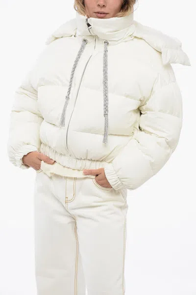 Giuseppe Di Morabito Quilted Down-jacket With Rhinestone Detail In White
