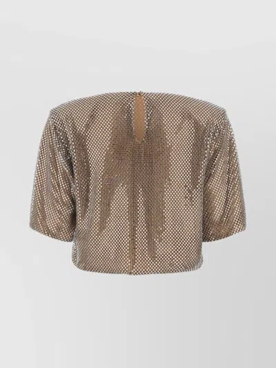 Giuseppe Di Morabito Rhinestone-covered Mesh Top With Keyhole Back In Brown