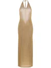 Giuseppe Di Morabito Rhinestone-detailed Halterneck Maxi Dress In Gold