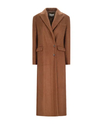 Giuseppe Di Morabito Rhinestone-embellished Coat In Brown