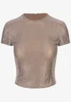 Giuseppe Di Morabito Beige Short-sleeved Top With Crystals In Beige