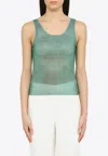 Giuseppe Di Morabito Mesh Sleeveless Top Shimmering Finish In Turquoise