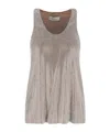 Giuseppe Di Morabito Tank Top With Silver Rhinestones In Nude