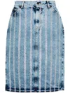 Giuseppe Di Morabito Rhinestone-striped Midi Denim Skirt In Blue