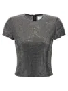 Giuseppe Di Morabito Black Short-sleeved Top With Crystals In Black
