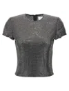 Giuseppe Di Morabito Black Short-sleeved Top With Crystals In Black