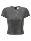 Giuseppe Di Morabito Black Short-sleeved Top With Crystals In Black