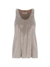 Giuseppe Di Morabito Tank Top With Silver Rhinestones In Beige