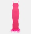 Giuseppe Di Morabito Rib-knit Feather-trimmed Dress In Mt Pink