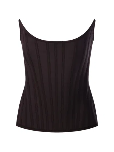 Giuseppe Di Morabito Ribbed Corset Top In Brown