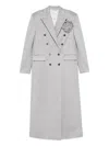Giuseppe Di Morabito Rose-embellished Double-breasted Coat In Gray