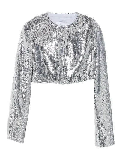 Giuseppe Di Morabito Rose-embellished Sequin Jacket In Silver