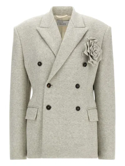 GIUSEPPE DI MORABITO ROSE-EMBELLISHMENT DOUBLE-BREASTED BLAZER