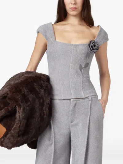 Giuseppe Di Morabito Rose-appliqué Corset-style Top In Gray