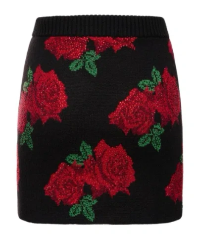 Giuseppe Di Morabito Roses Jacquard Woolen Knitted Skirt In Black