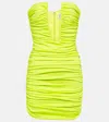 Giuseppe Di Morabito Plunging-neck Ruched Mini Dress In Yellow Fluo