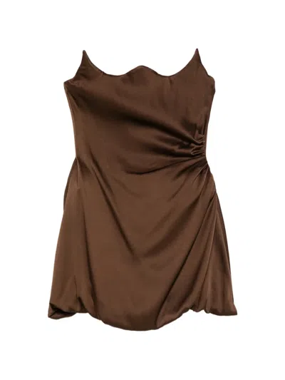 Giuseppe Di Morabito Ruched-detail Mini Dress In Brown