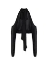 Giuseppe Di Morabito Ruched Draped Silk Blouse In Black