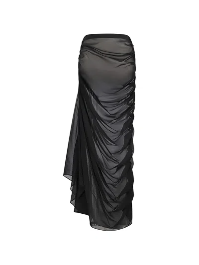 Giuseppe Di Morabito Ruched Draped Silk Maxi Skirt In Black