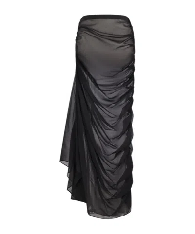 Giuseppe Di Morabito Ruched Draped Silk Maxi Skirt In Black